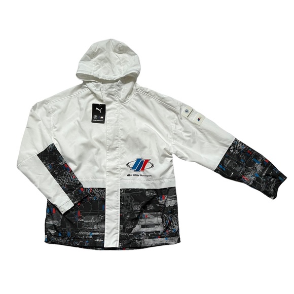PUMA Men's BMW Motorsport Woven Hooded Jacket White - Picture 4 of 12